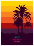 Malibu Sunset Retro Poster
