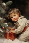 Child And Christmas Tree Card