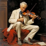 Older Man Playing Violin Art