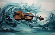 Abstract Oil Violin Painting Art