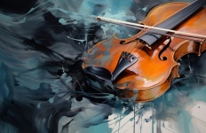 Abstract Oil Violin Painting Art