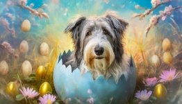 Easter Egg, Dog, Bearded Collie