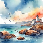 Watercolor Seascape Art Print