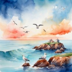 Watercolor Seascape Art Print