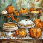 Thanksgiving Pies And Desserts Art