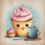 Muffin And Coffee Or Tea Art