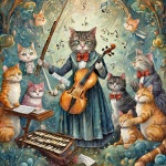 Musician Cat Art Print