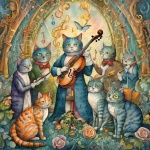 Musician Cat Art Print