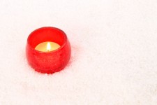 Red Candle In Snow