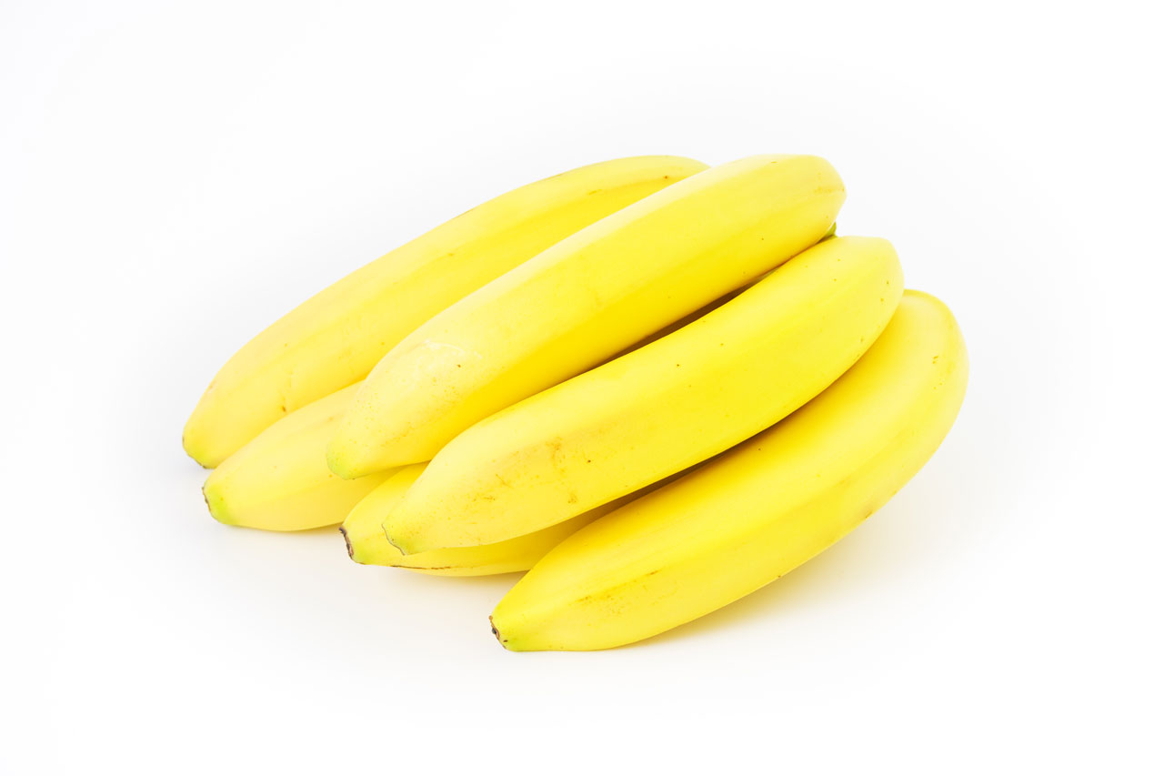 Six yellow bananas.