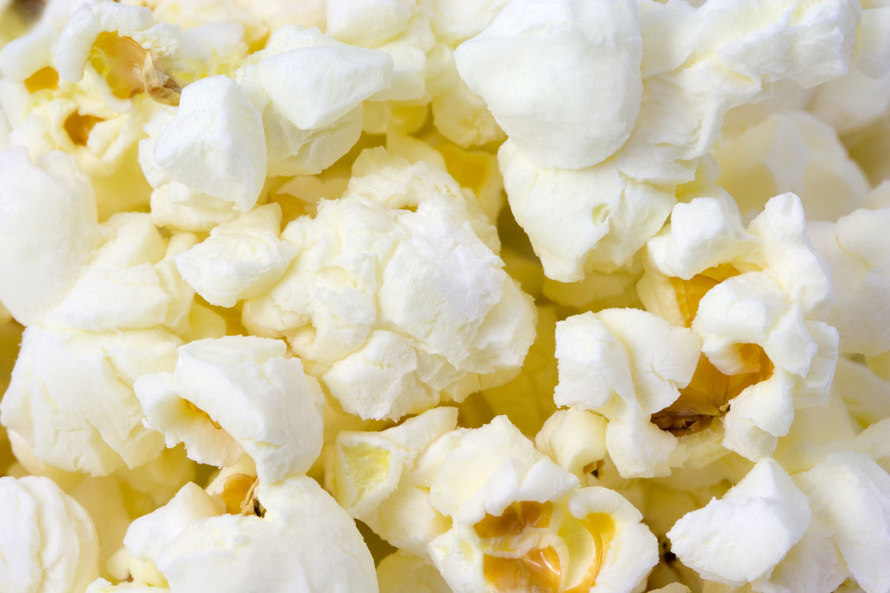 A macro photo of popcorn