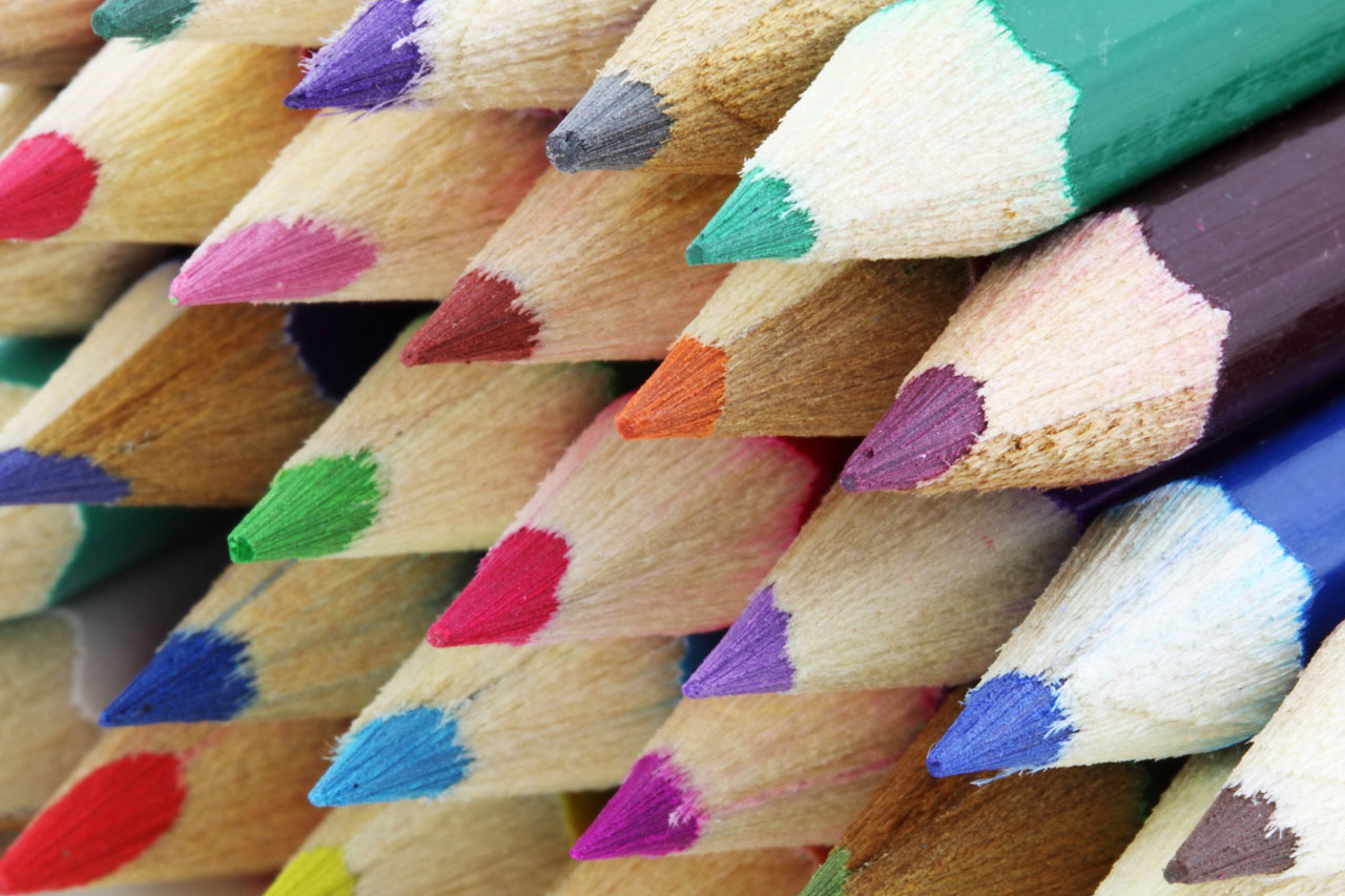 Colorful pencils pile