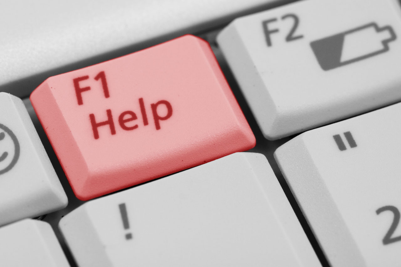 Red F1 help key on keyboard