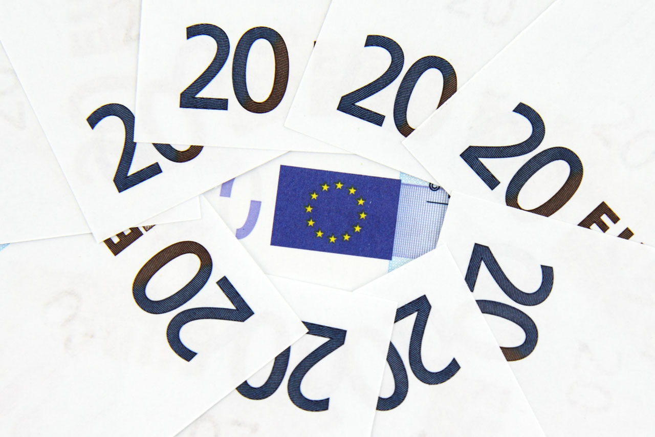 European Union flag surrounded by twenties