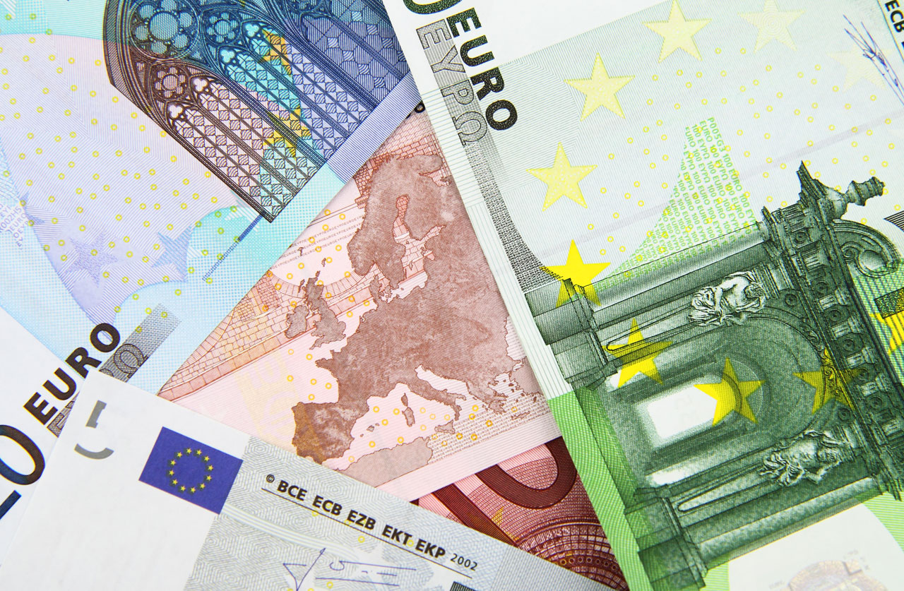 europe map with euro banknotes