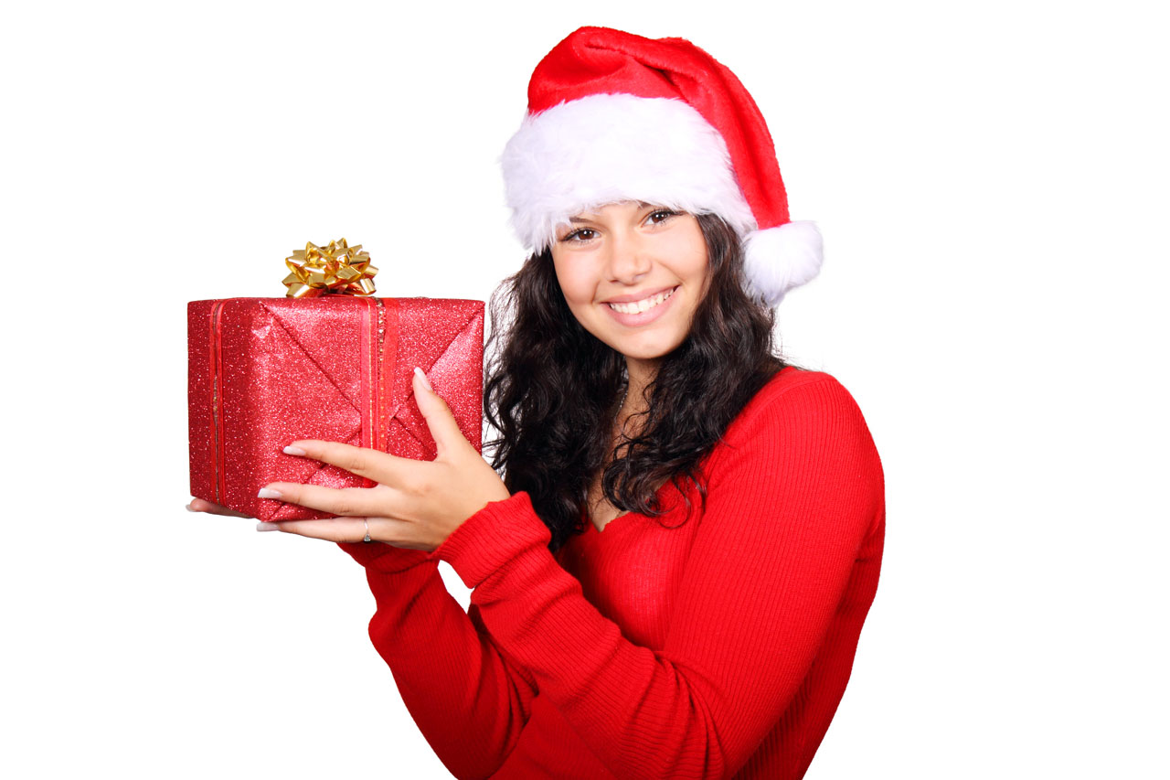 Santa Holding Christmas Gift