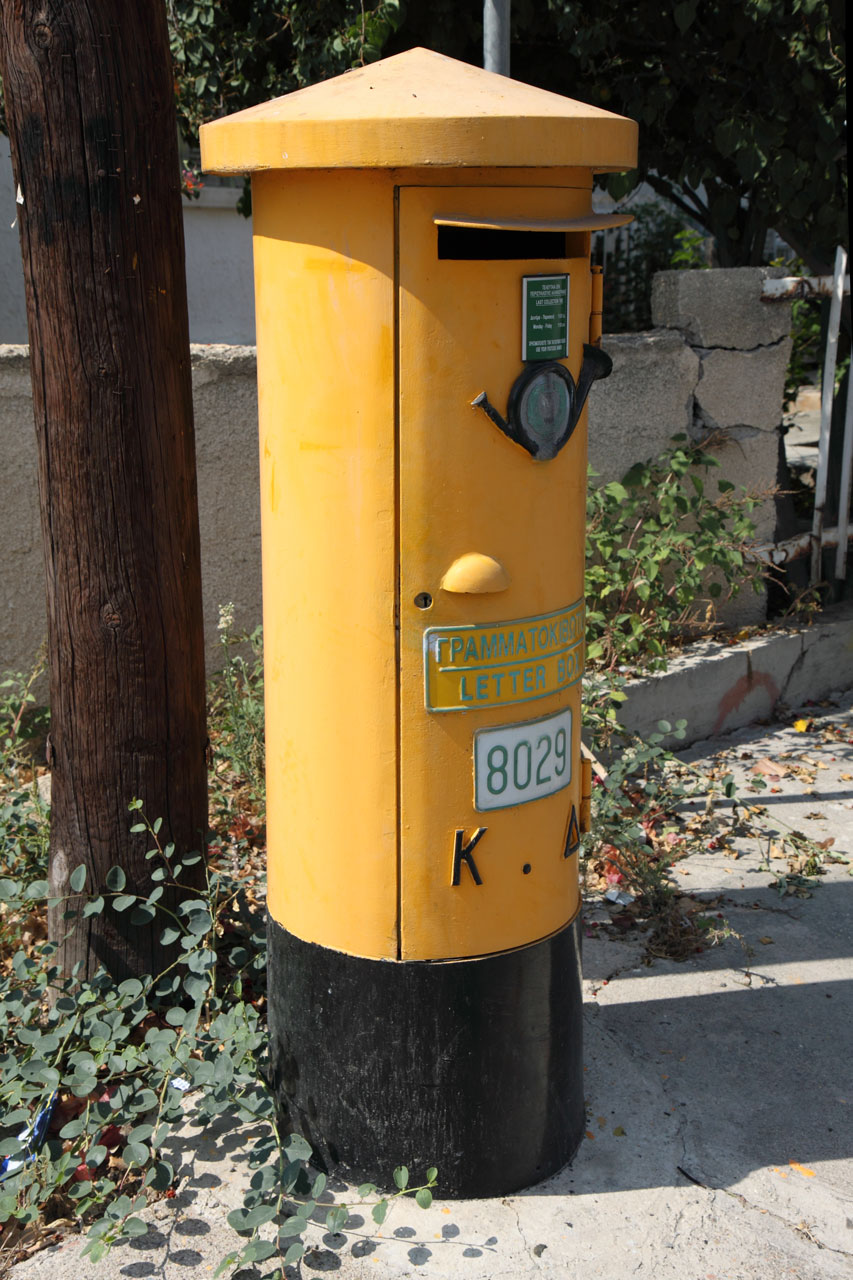 yellow post box in Cyprus