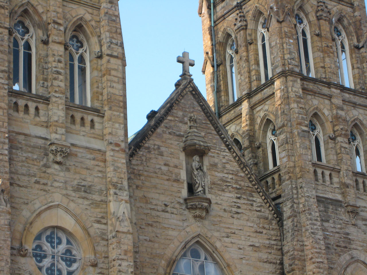 Close up of the interesting architecture of old church in Cleveland
