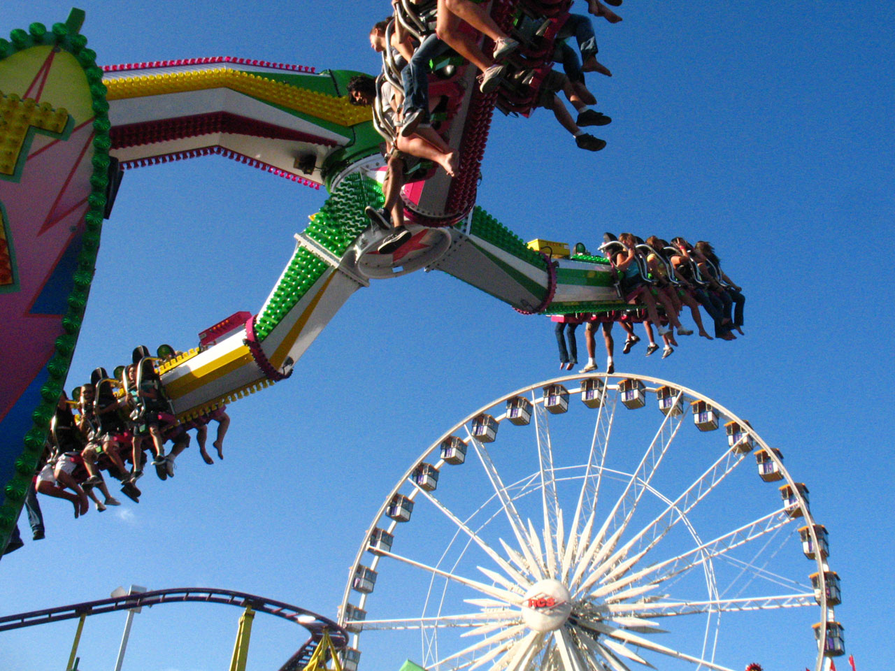 Amusement park rides at the Orange County Fair in Costa Mesa, California