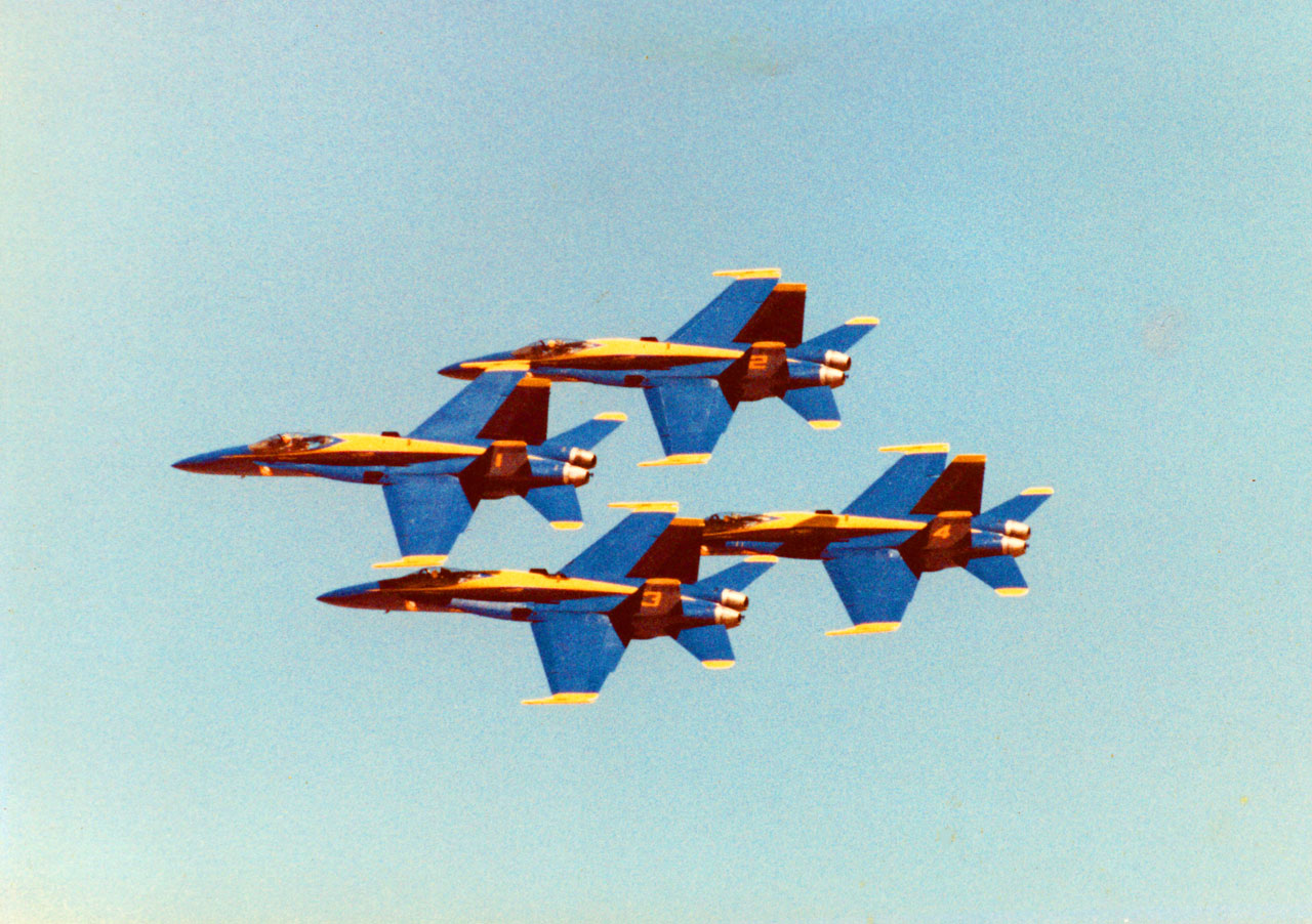 The Blue Angels flying over Marine Corps Air Station Miramar, CA
