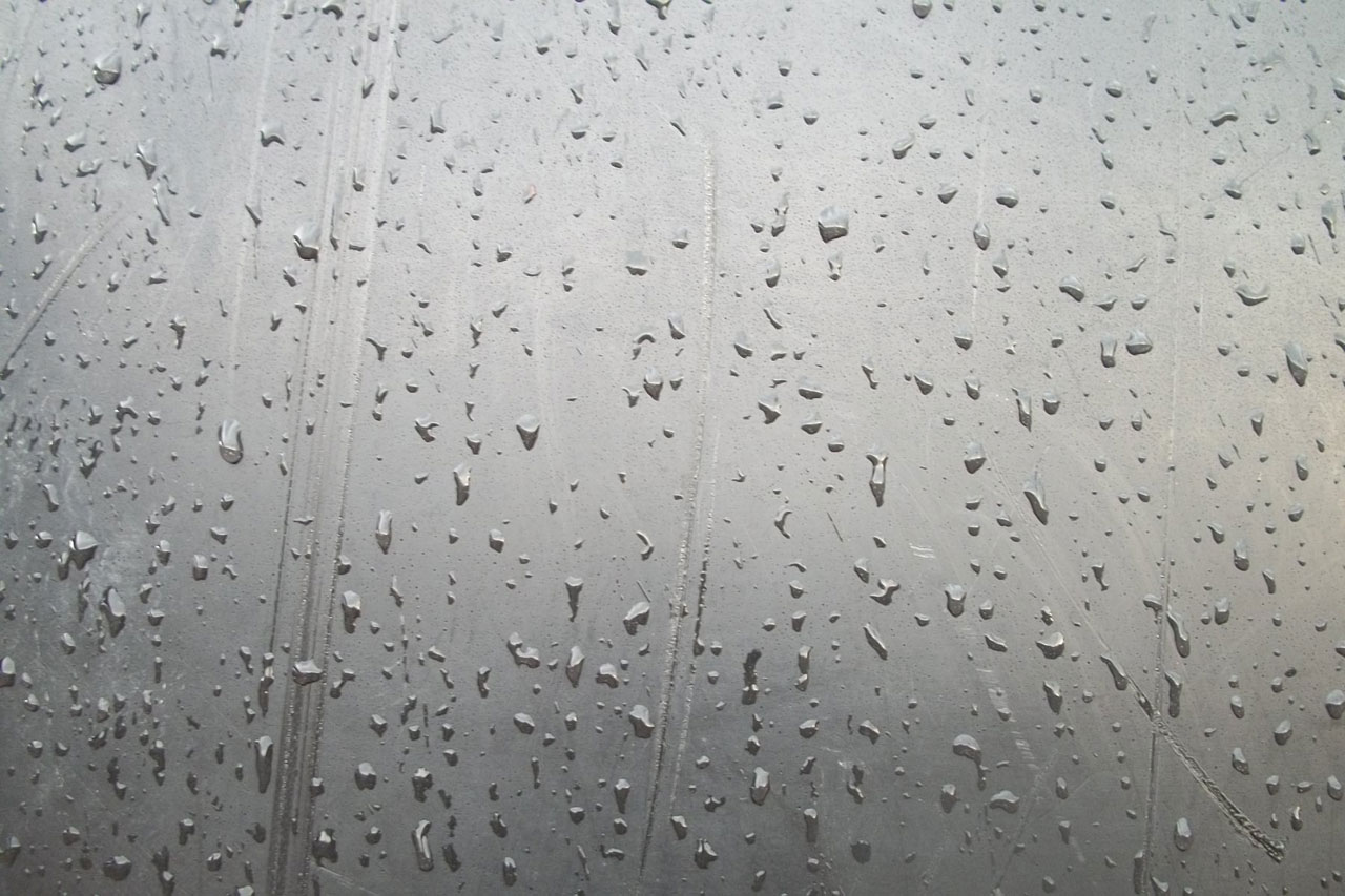 Rain on the glass of a car