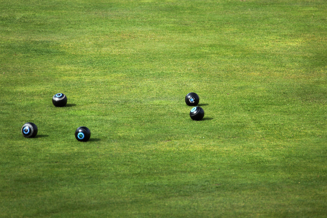 lawn bowls on green grass
