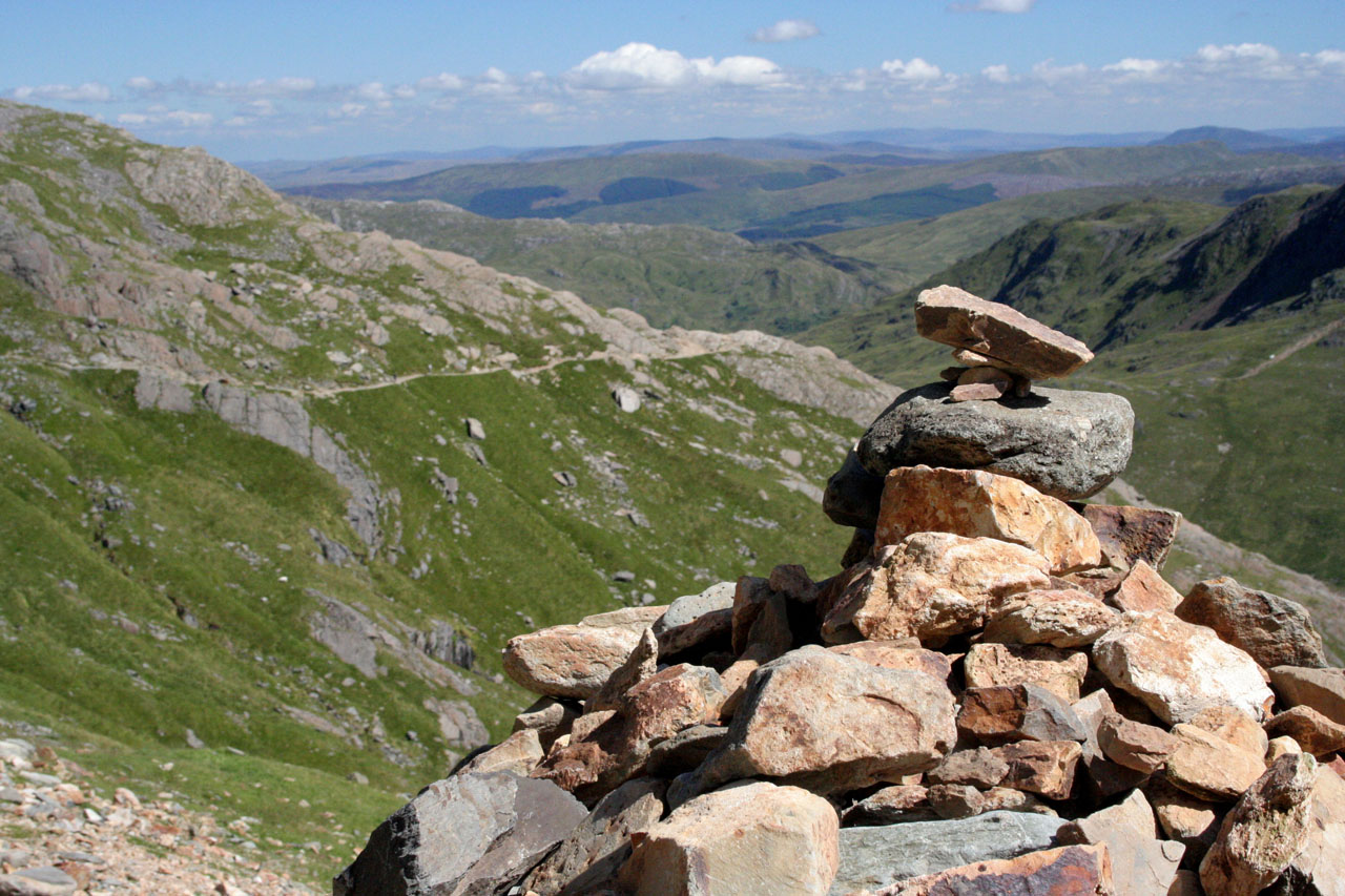 A pile of stones on a walk to Snowdon