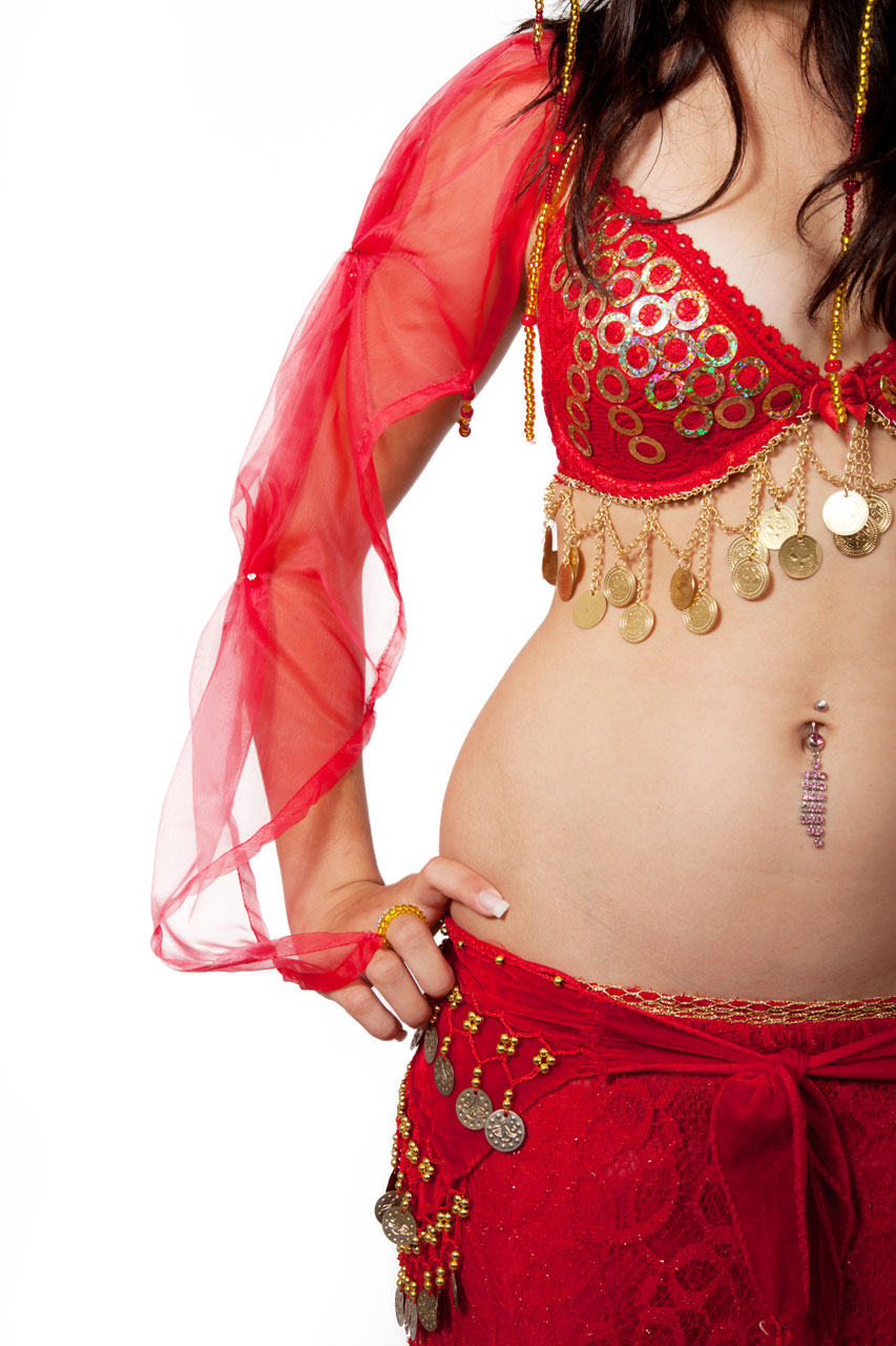 belly dancer's body isolated on white background