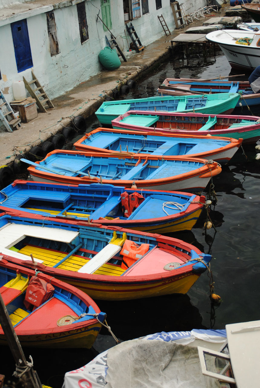The old but colorful boats waiting their visitors.
