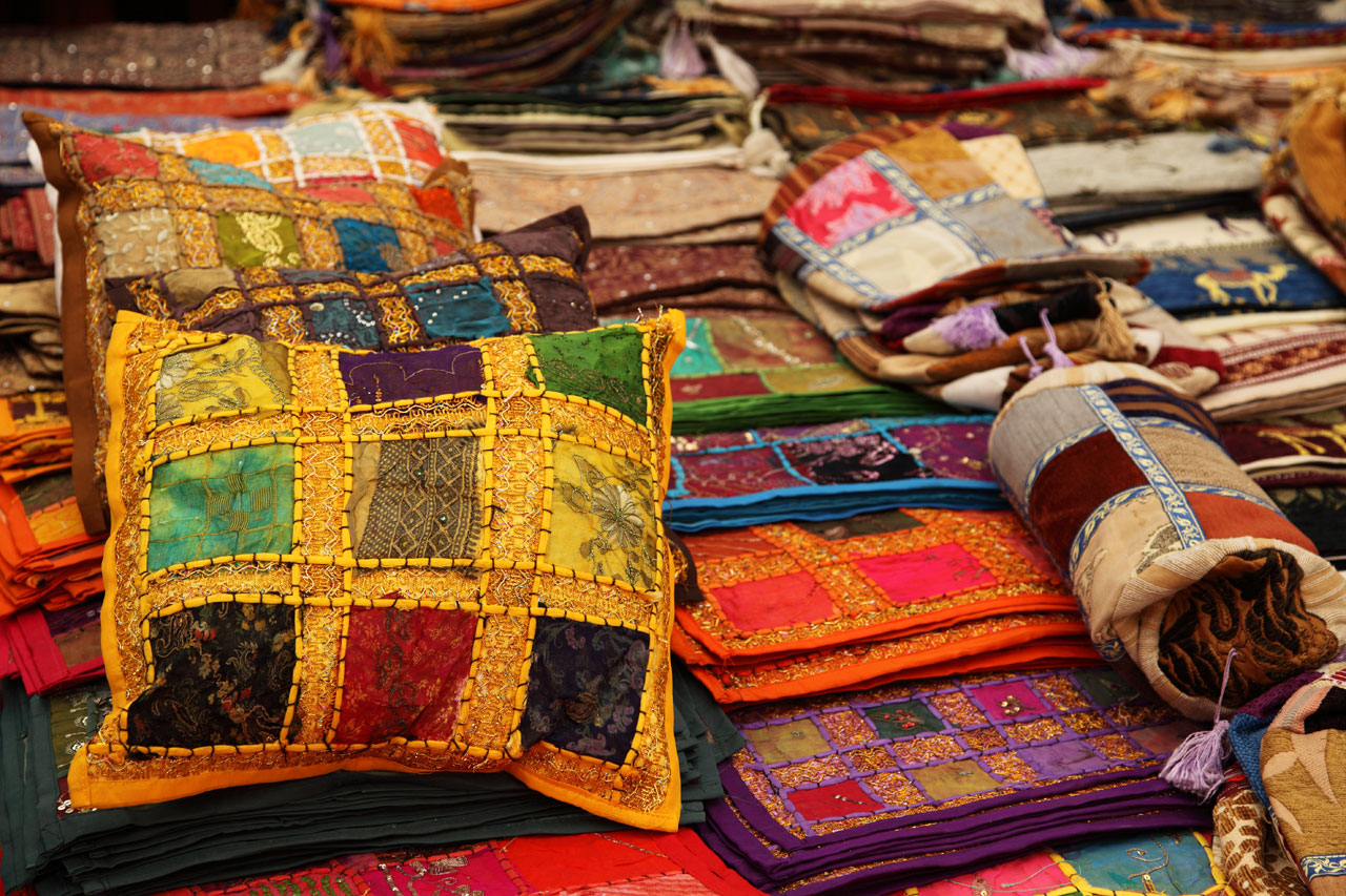 oriental style cushions for sale on local market in Turkey