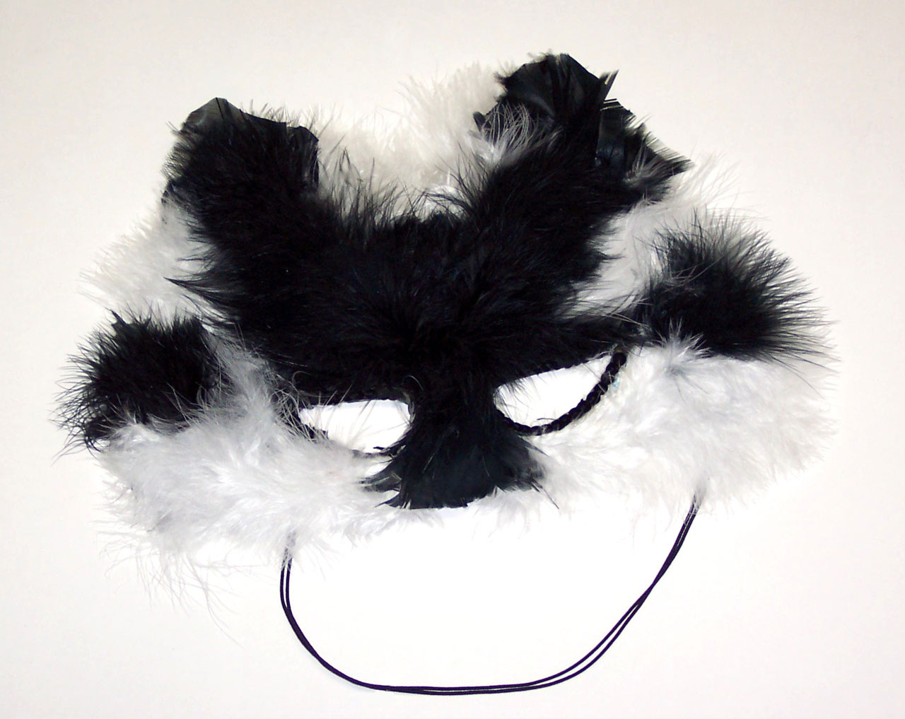 Feather Cat Mask Black and White