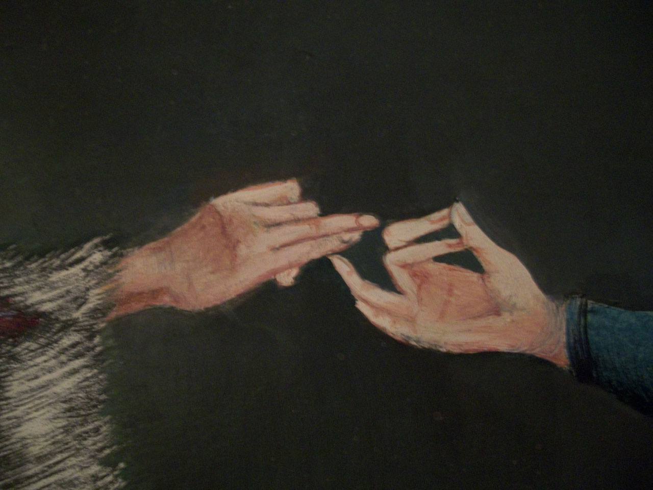 Painting of Medieval Hands, male and female