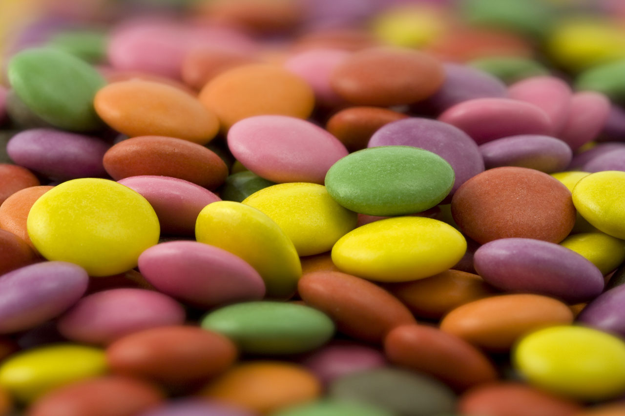 Detailed photo of colorful chocolate bonbons