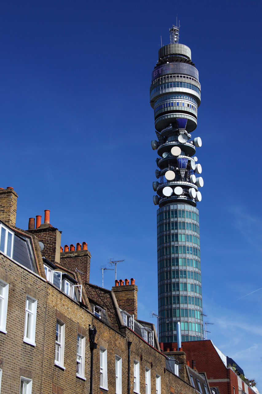 telecommunication tower with some buildings in London