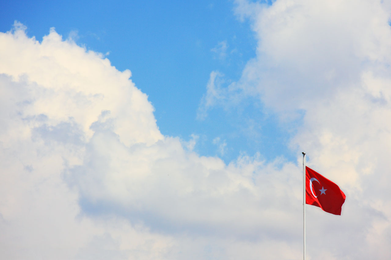 turkish flag with a lot of sky