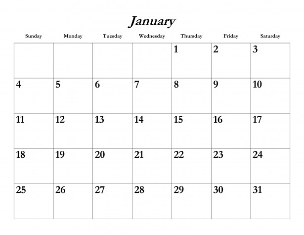 January 2015 Calendar Template Free Stock Photo - Public Domain Pictures