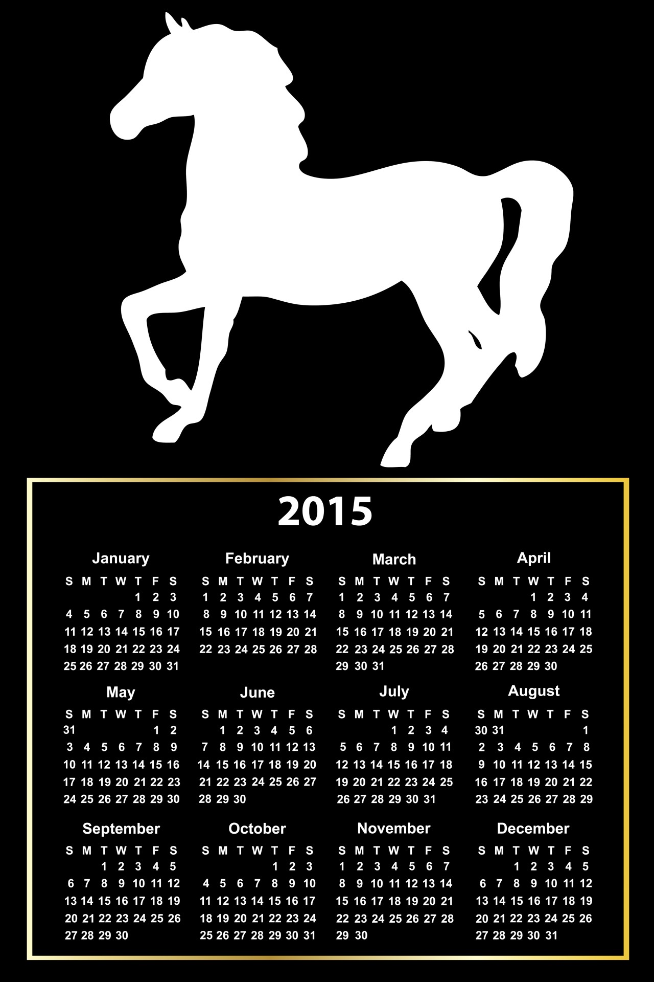 2015 Calendar White Horse