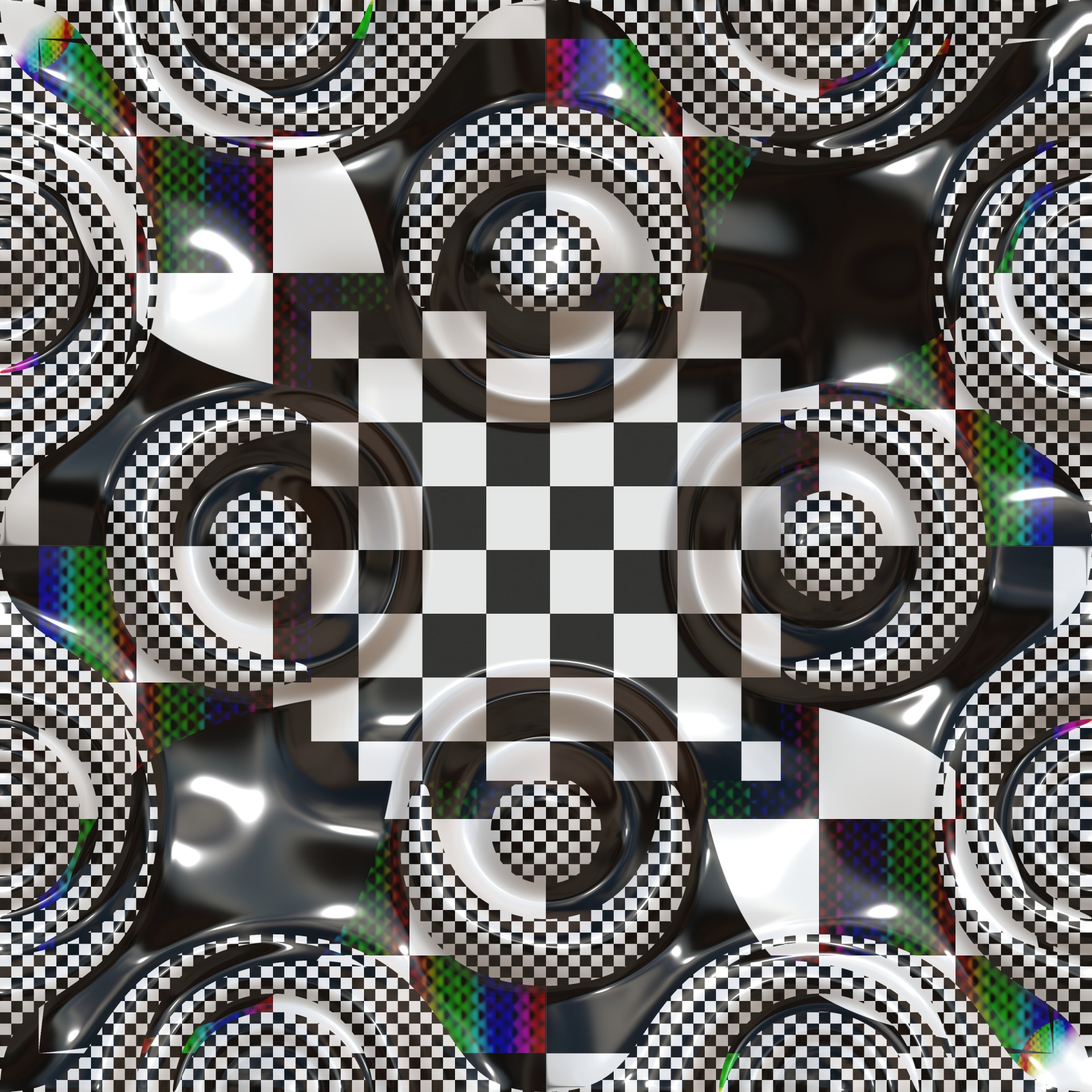 checkerboard deformed in kaleidoscope