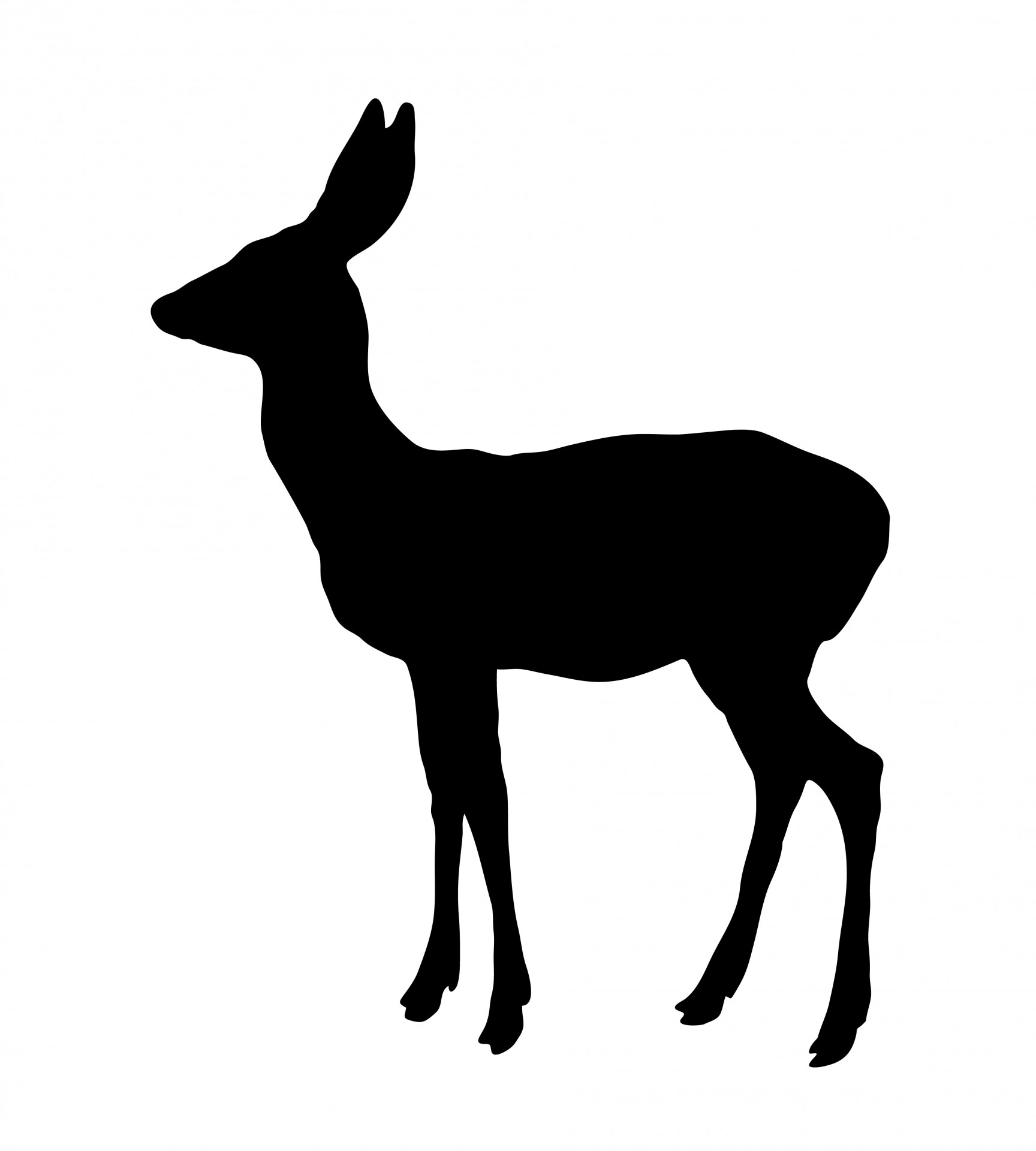 Black Silhouette of a female doe deer clipart