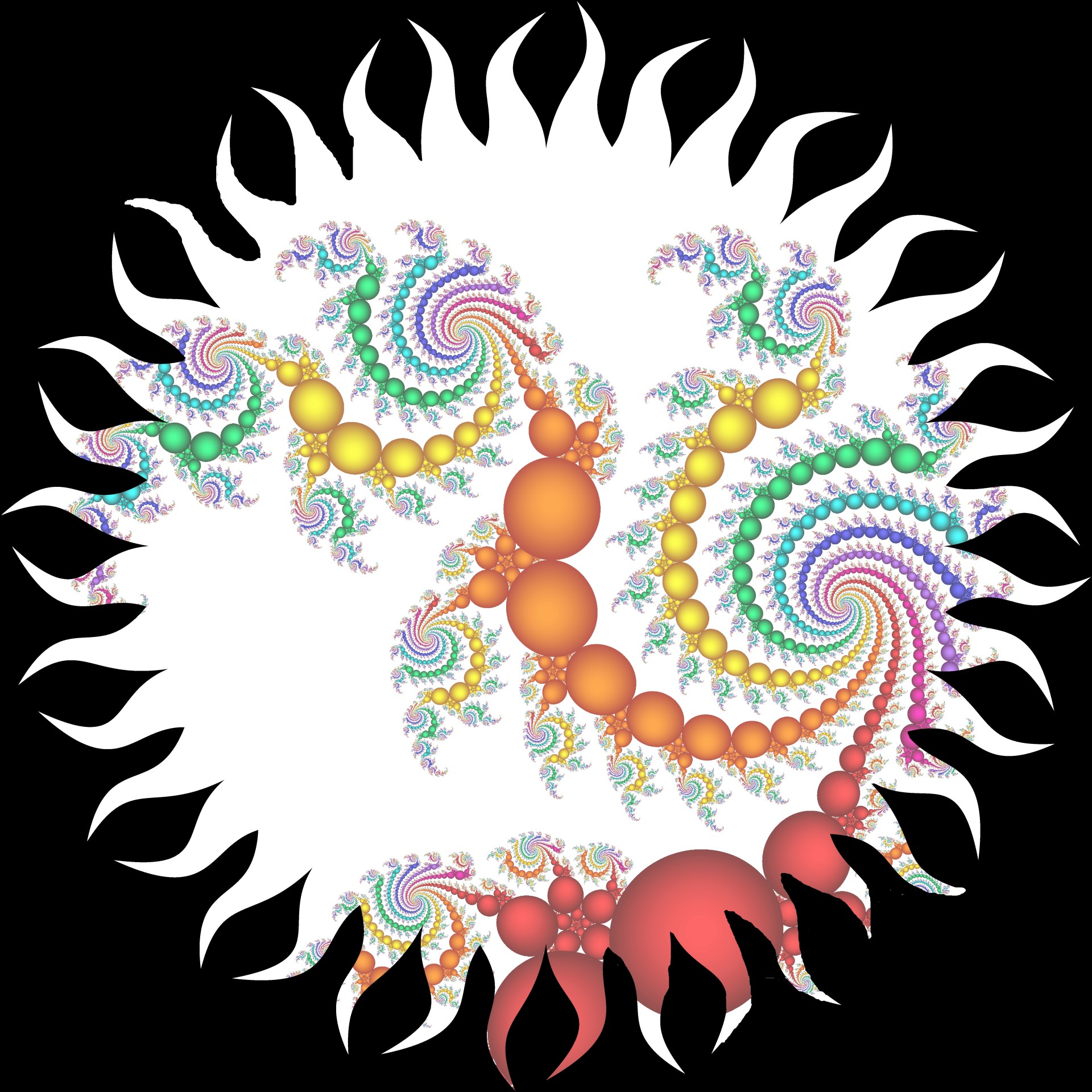 white sun frame with dragon head fractal