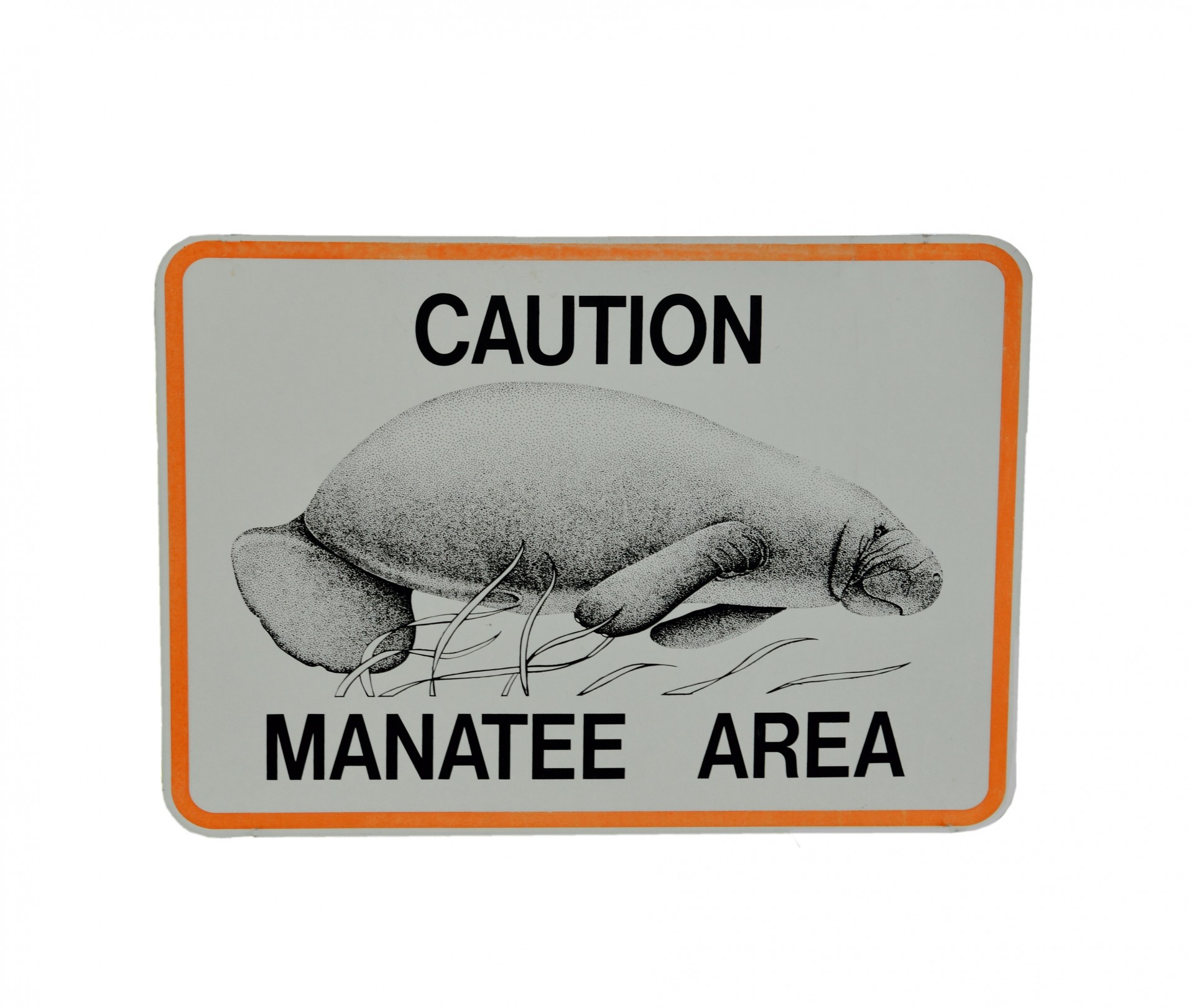 Manatee area sign near the river at Florida, USA