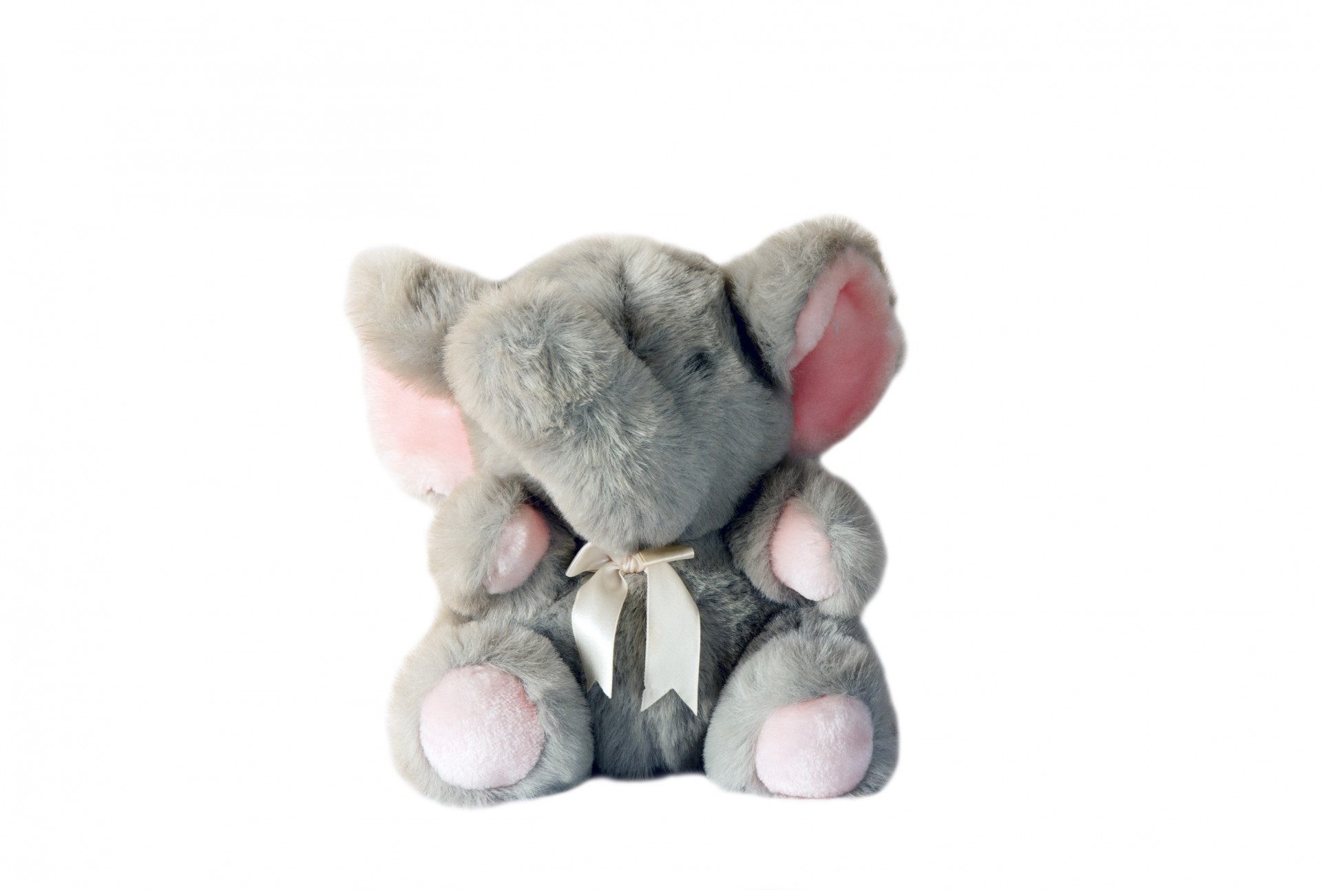 Cute soft plush toy elephant isolated on white background