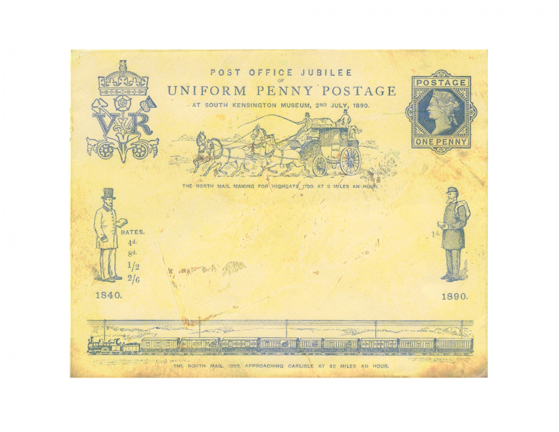 Vintage english victorian queen victoria penny postage envelope
