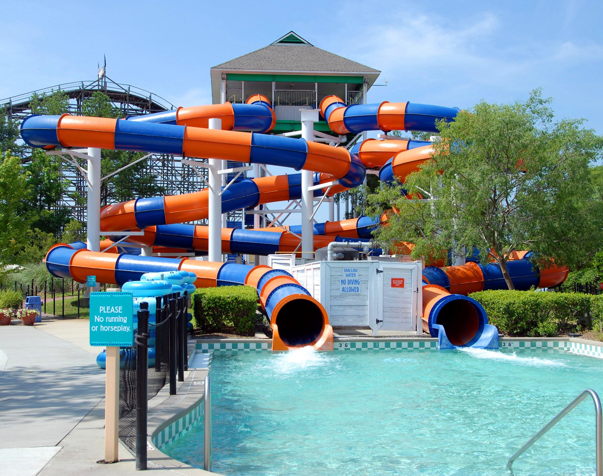 Water park slide at amusement park