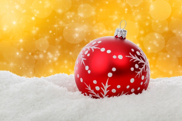 Red Christmas Ball In Snow Free Stock Photo - Public Domain Pictures