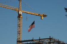 American Flag At Construction Site
