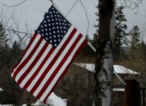 American Flag In Winter