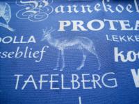 Blue Table Cloth With Writing