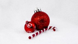 Candy Cane And Red Ornaments