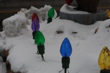 Christmas Light Decorations In Snow